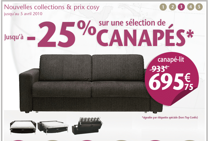 Promotion canapé CONFORAMA -25% | Shop Blog