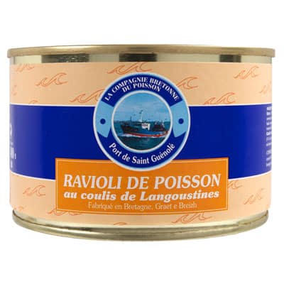 5.30 euros la boîte de raviolis de poisson